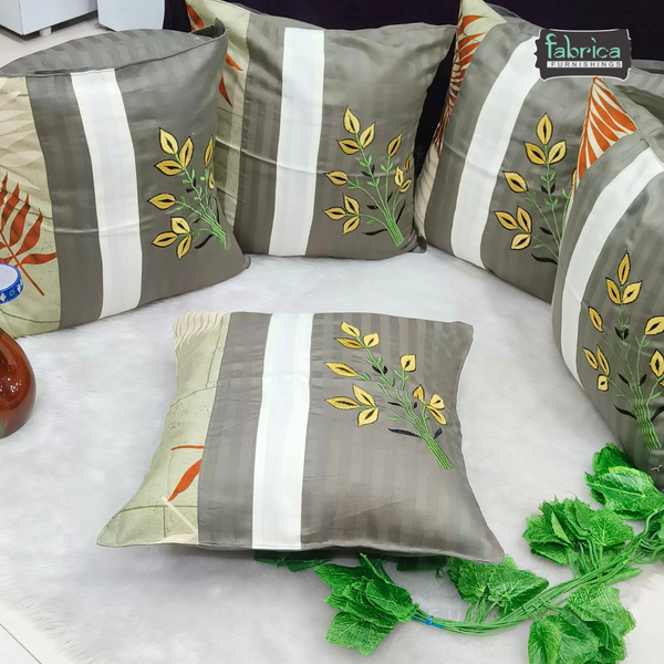 Mix & Match Pure Cotton  Embroidered Cushion Covers (Set of 5 Pcs )