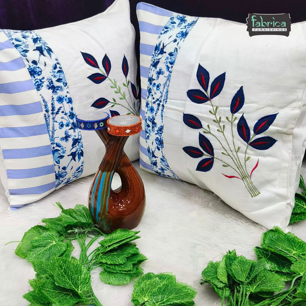 Mix & Match Pure Cotton Embroidered Cushion Covers (Set of 2).