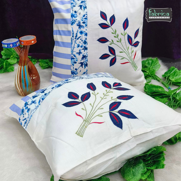 Mix & Match Pure Cotton Embroidered Cushion Covers (Set of 2).