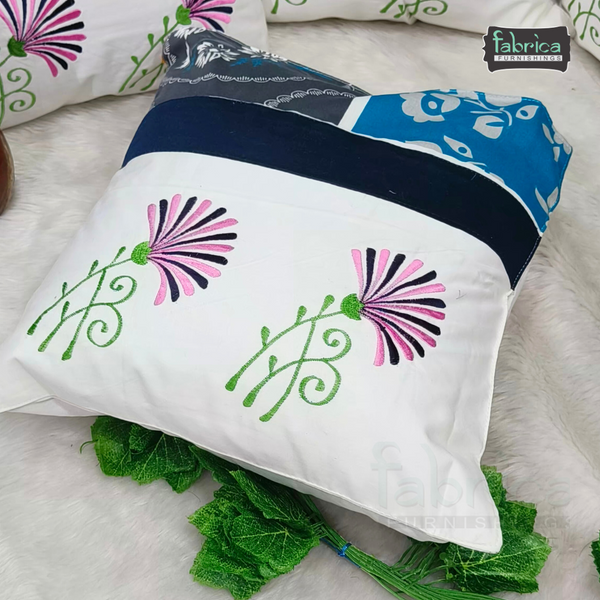 Mix & Match Pure Cotton  Embroidered Cushion Covers (Set of 5 Pcs )