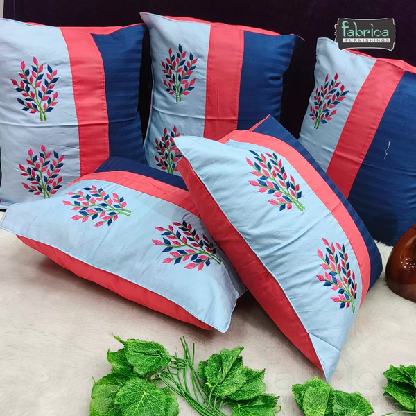 Mix & Match Pure Cotton  Embroidered Cushion Covers (Set of 5 Pcs )