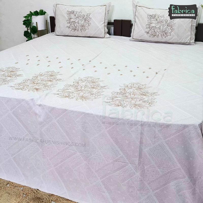 Fabby Decor Designer Embroidered king Size Bed Sheets