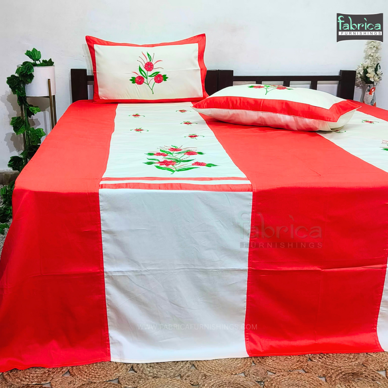 Designer Embroidered King Size Pure Cotton Bed Sheetet