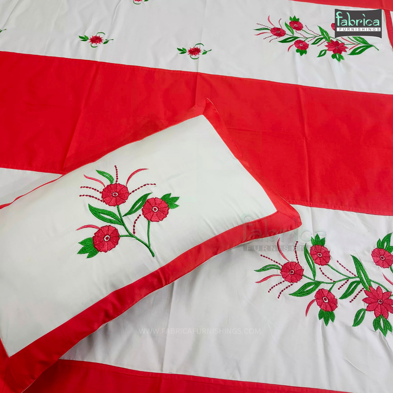 Designer Embroidered King Size Pure Cotton Bed Sheetet