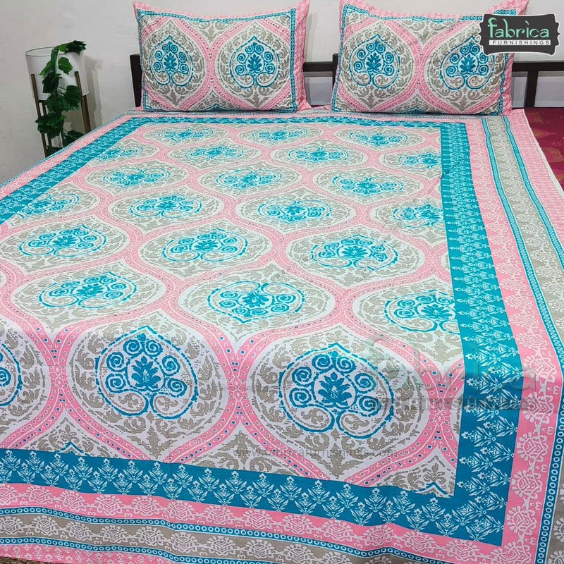 Gulbahar Single bed Pure Cotton Bedsheet with 2 pillow Covers