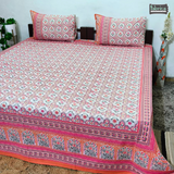 Sitara Handblock Designer Print Premium Cotton Kingsize Bed Sheets