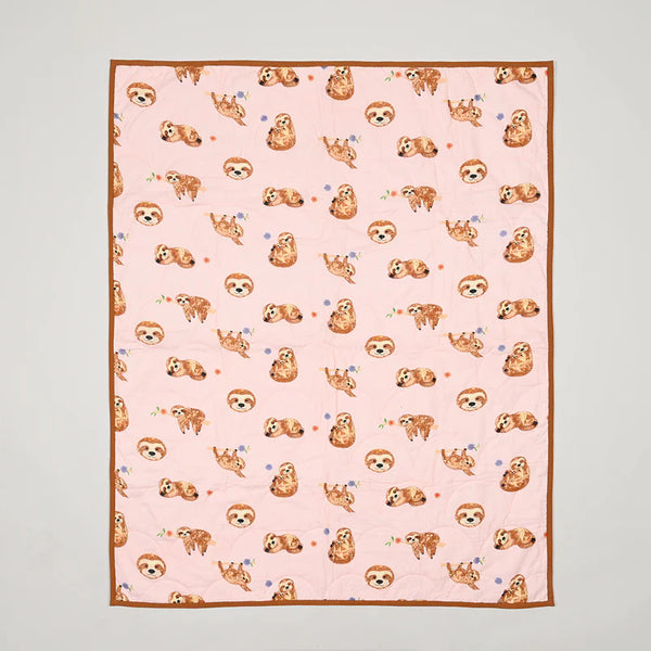 Kidee sloth Printed Mul Cotton Reversible Baby Quilt