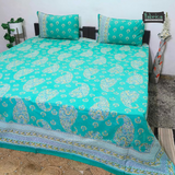 Sitara Handblock Designer Print Premium Cotton Kingsize Bed Sheets