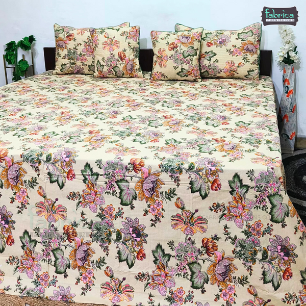 Anokhi Printed Quilted King Size Bedsheet Set