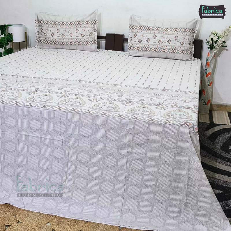 Sangol Super King Size Pure Cotton Printed Bedsheet Set