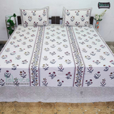 Sitara Handblock Designer Print Premium Cotton Kingsize Bed Sheets