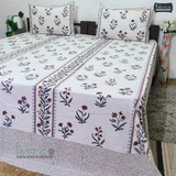 Sitara Handblock Designer Print Premium Cotton Kingsize Bed Sheets