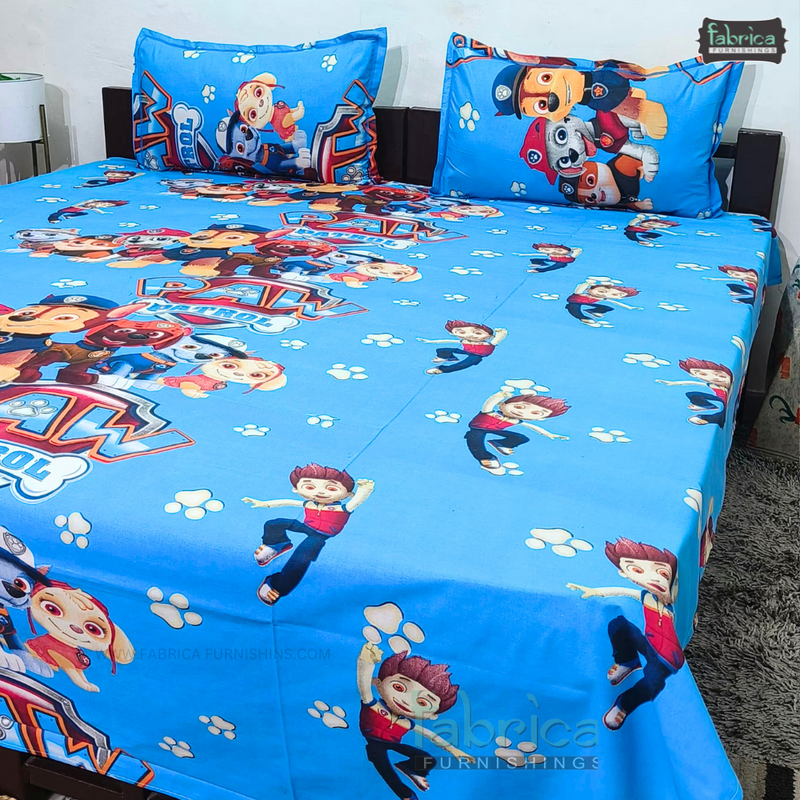 Kidzee cartoon Print Cotton Double Bedsheet