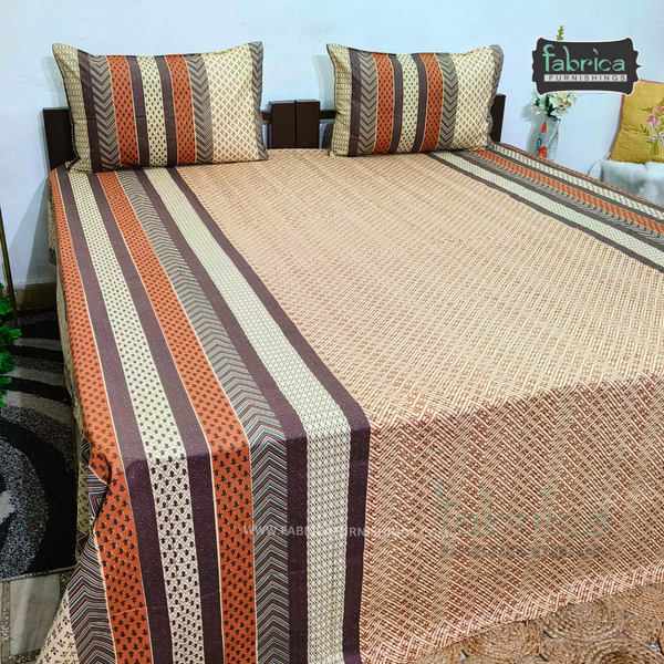 Sitara Handblock Designer Print Premium Cotton Kingsize Bed Sheets