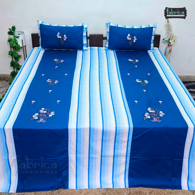 Emerald Designer Embroidered King Size Bed Sheets