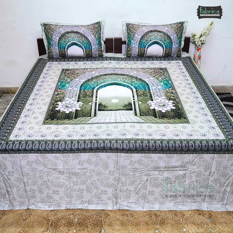 Fab Decor Pure Cotton Digital Print Super Kingsize Bedsheet (400TC)