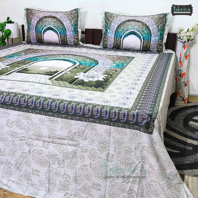 Fab Decor Pure Cotton Digital Print Super Kingsize Bedsheet (400TC)