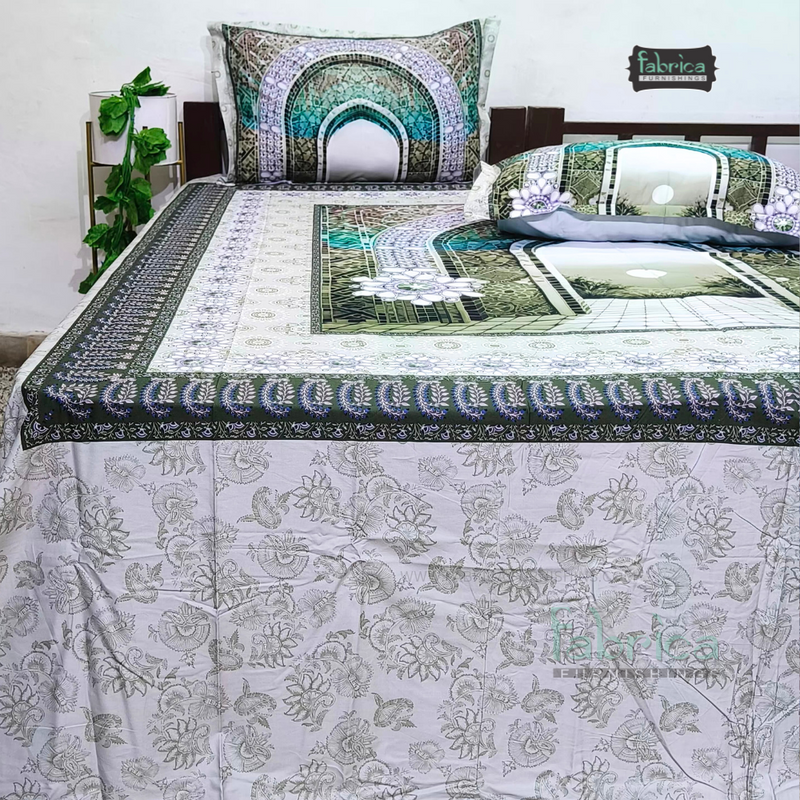 Fab Decor Pure Cotton Digital Print Super Kingsize Bedsheet (400TC)