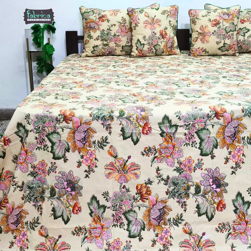 Anokhi Printed Quilted King Size Bedsheet Set