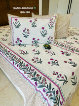 Sitara Handblock Designer Print Premium Cotton Kingsize Bed Sheets