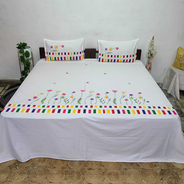 Fabby Home Designer Kingsize Embroider Bedsheet