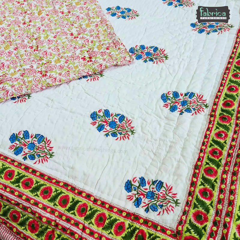 Rangoli Handblock Printed Pure Mul Cotton Quilts / Rajai