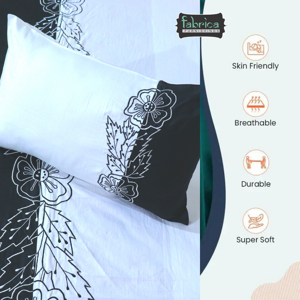 Fabby Decor Designer Embroidered king Size Bed Sheets