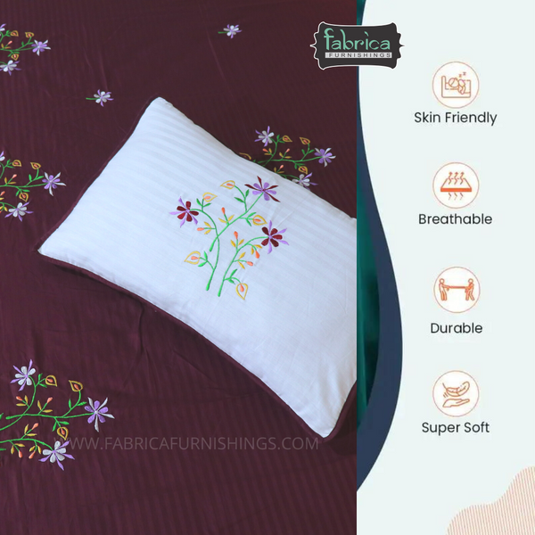 Fabby Home Designer Kingsize Embroider Bedsheet