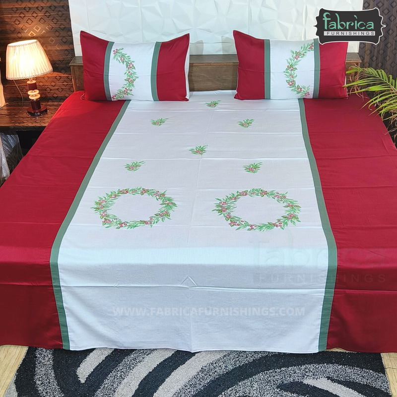 Decor Designer Mix & Match Embroidery cotton King Size Bedsheet