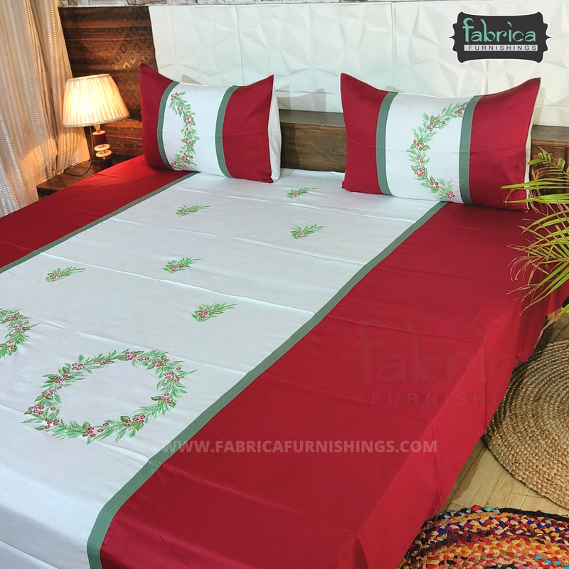 Decor Designer Mix & Match Embroidery cotton King Size Bedsheet